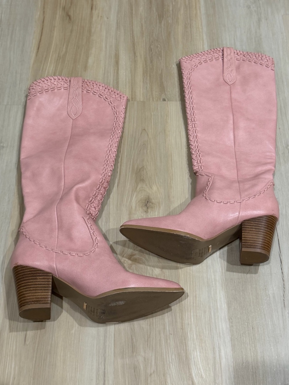 Billini Pink Stacked Heel Mid-Calf Western Boots